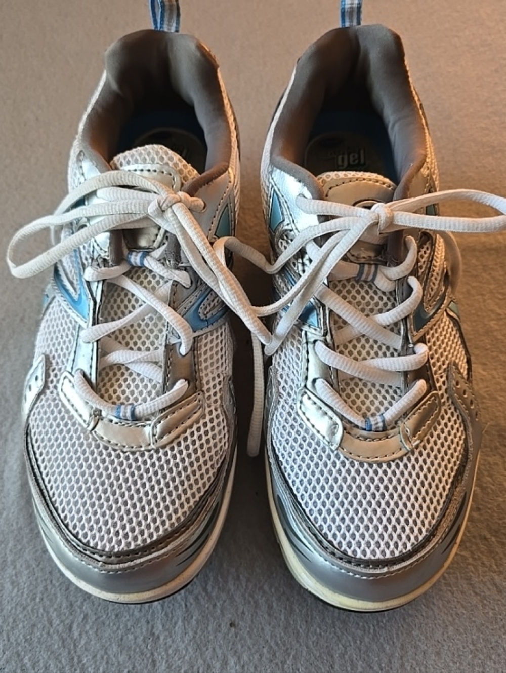 Skechers Women’s White and Light Blue Athletic Sneakers